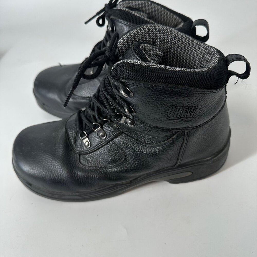 * Drew Black Leather Lace-Up Ankle Boots For Men Size 9.5 6E